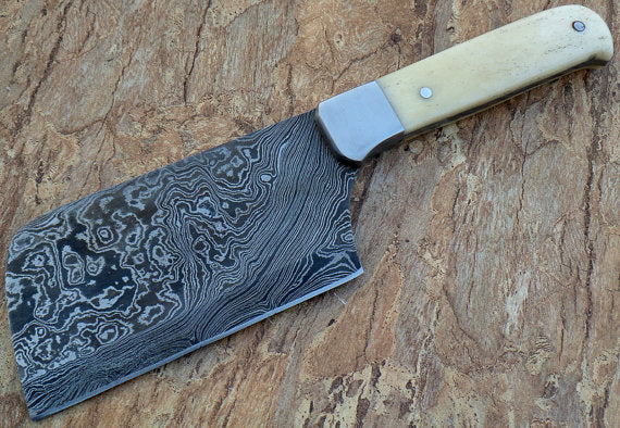 CP-09 Handmade Damascus Steel Giant Cleaver Knife – Camel Bone Handle