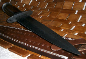 RAM-05  Handmade Damascus Steel Dagger Knife – Solid Rose Wood Handle  Damascus Steel  Guard