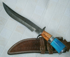 RG-167 Handmade Damascus Steel 14.50 Inches Kukri Knife - Stained Bone Handle