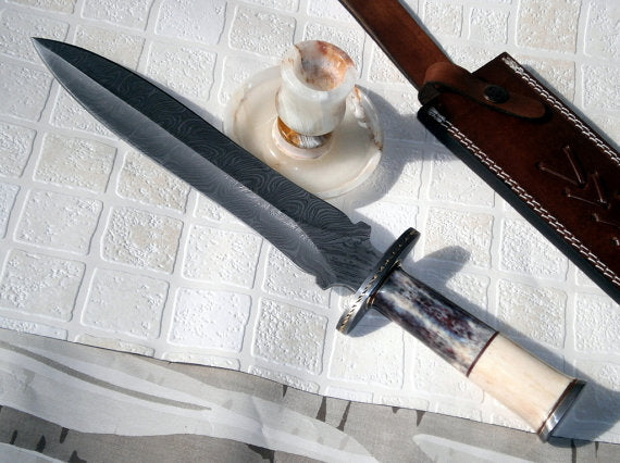 DG-27 Custom Damascus Steel 15.00 Inches Dagger Knife - Gorgeous Exotic Handle