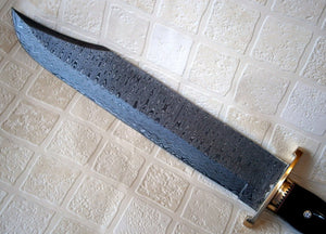 REG-412 17.00 Inches Massive Damascus Steel Bowie Knife – Buffalo Horn Handle