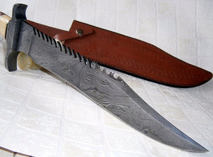 RG-220- Handmade Damascus Steel 17.25 Inches Bowie Knife - Gorgeous Exotic Handle