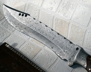 RG-146 Handmade Damascus Steel 15.00 Inches Bowie Knife – Colored Wood Handle