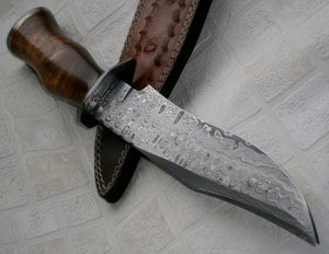 RG-173 Handmade Damascus Steel 14.00 Inches  Bowie  Knife - Walnut Wood Handle