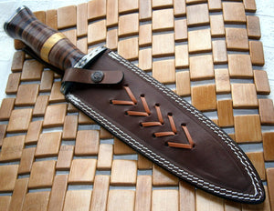DG-65 Handmade Damascus Steel Dagger Knife – Full Leather Handle