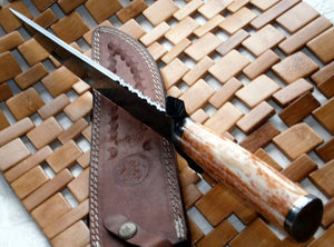 RG-45 Handmade Damascus Steel Bowie Knife - Colored Bone Handle