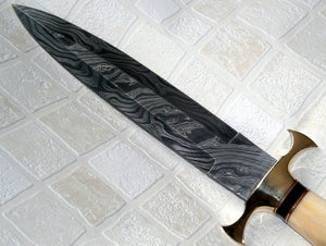 DG-20 Handmade Damascus Steel Dagger Knife – Stained Bone and Colored Wood Handle