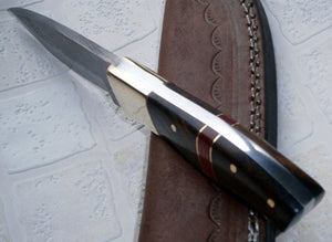 Sk-197, Custom Handmade Damascus Steel Bushcraft Knife - Stunning Easy Grip Handle