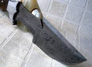 TR-44 Handmade 12 inches Damascus Steel Tracker Knife - Maple Wood Handle