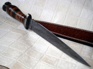 DG-31 Custom Damascus Steel 15.00 Inches Dagger Knife - Gorgeous Leather Handle
