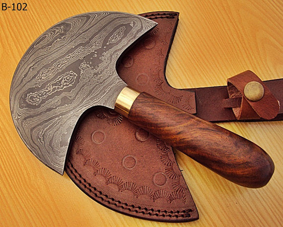 BC-176 Handmade Damascus Steel Saddlers Axe Knife - Beautifully Crafted
