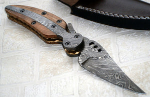 FN-41 Custom Handmade Damascus Steel Folding Knife- Stunning Piece of Art