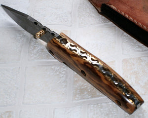 FN-42 Custom Handmade Damascus Steel Folding Knife - Classic Piece of Art