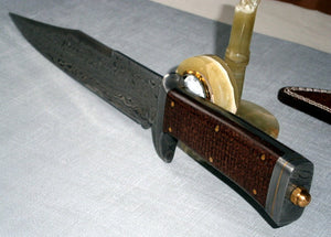 RG-63 Handmade Damascus Steel Bowie Knife - Walnut wood Handle